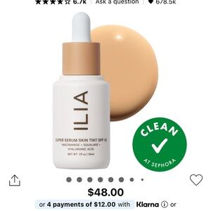 ILIA Super Serum Skin Tint SPF 40 -NEW IN BOX